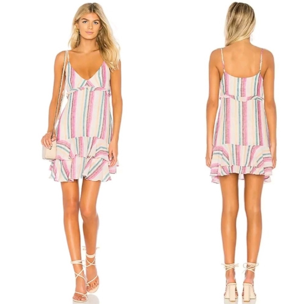 Rails Martina Avila Colorful Striped Flounce Dress Sz S